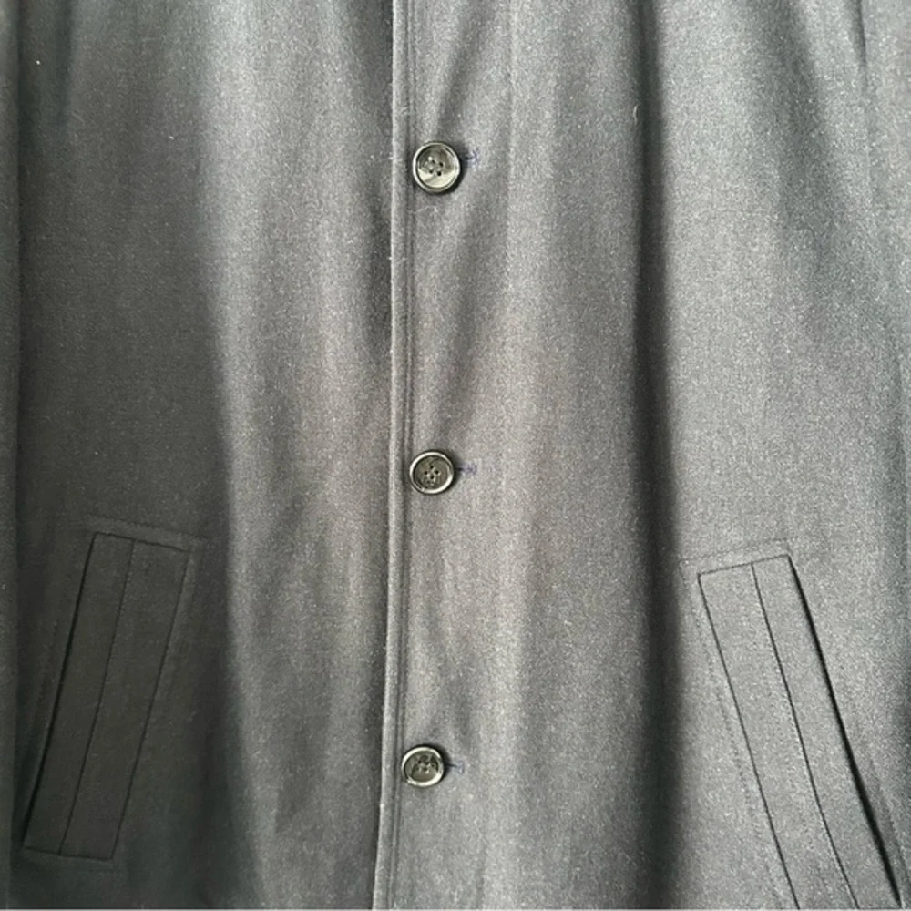 Towne by London Fog Wool Blend Quilted Zip and Button Up Coat |‎ Navy Blue